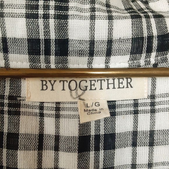 BY TOGETHER 100% Cotton Plaid Long Sleeve Top with Pockets Size Large - Picture 9 of 11